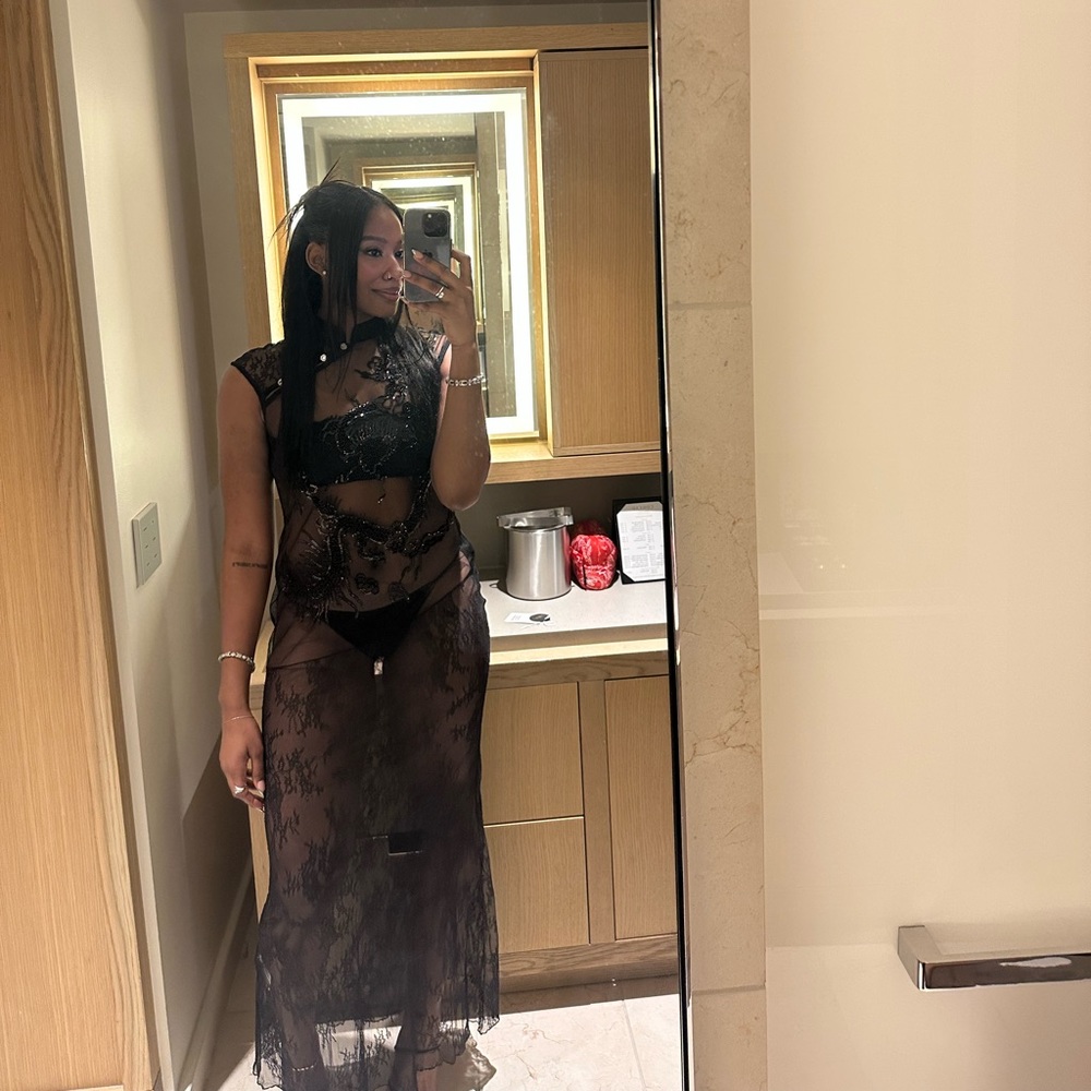 Kim shui/ beaded dragon dress.
